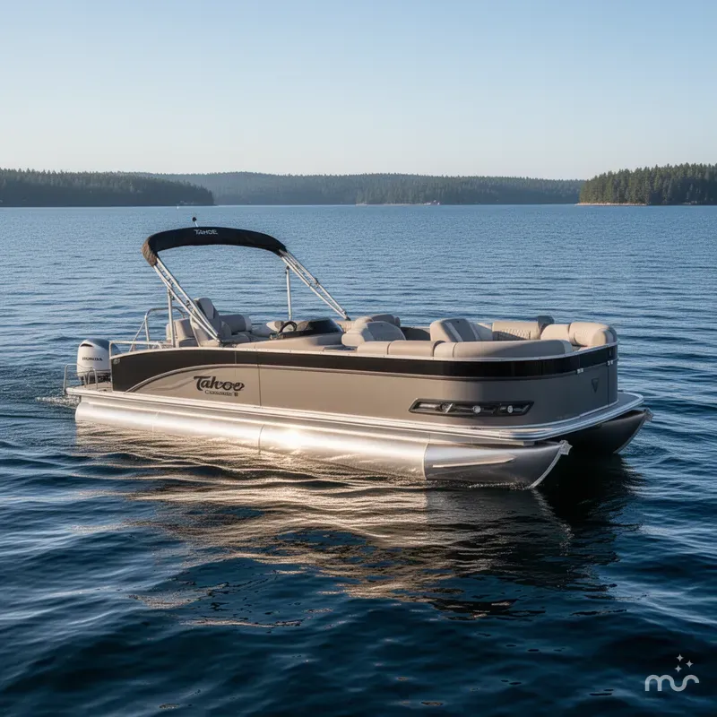Slide: The Image of Tahoe Cascade 2385 Cruise Rear Bench (CRB) Tritoon & Honda 4-Stroke EFI 2025 - 1