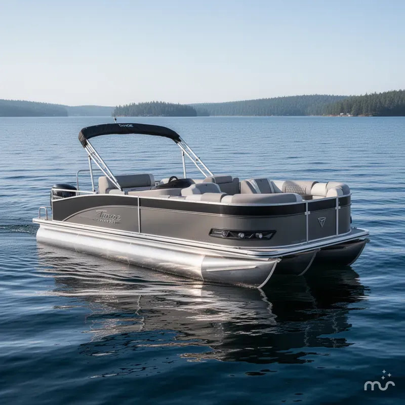 Slide: The Image of Tahoe Cascade 2385 Cruise Rear Bench (CRB) Tritoon & Honda 4-Stroke EFI 2025 - 2