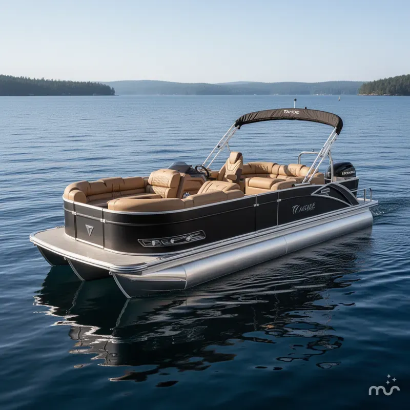 Slide: The Image of Tahoe Cascade 2385 Elite Cruise Tritoon & Honda 4-Stroke EFI 2025 - 2