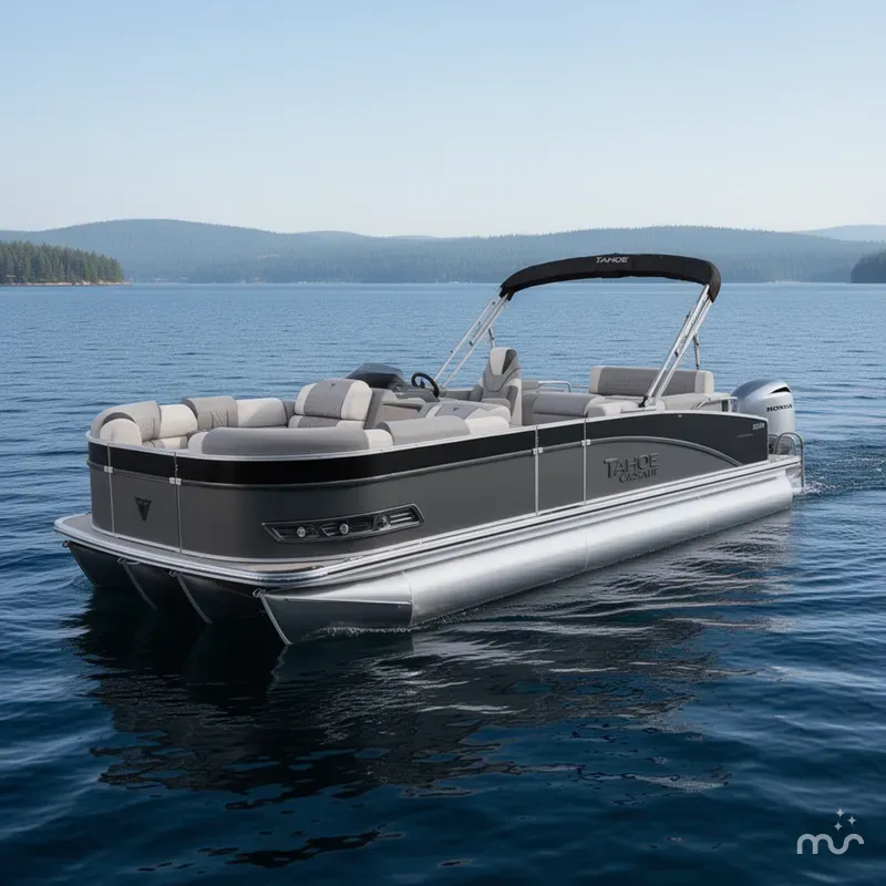 Slide: The Image of Tahoe Cascade 2385 Cruise Rear Bench Tritoon & Honda 225HP 4-Stroke EFI 2025 - 0