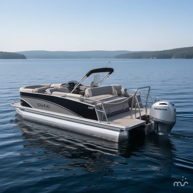 Slide: The Image of Tahoe Cascade 2385 Cruise Rear Bench Tritoon & Honda 225HP 4-Stroke EFI 2025 - 1