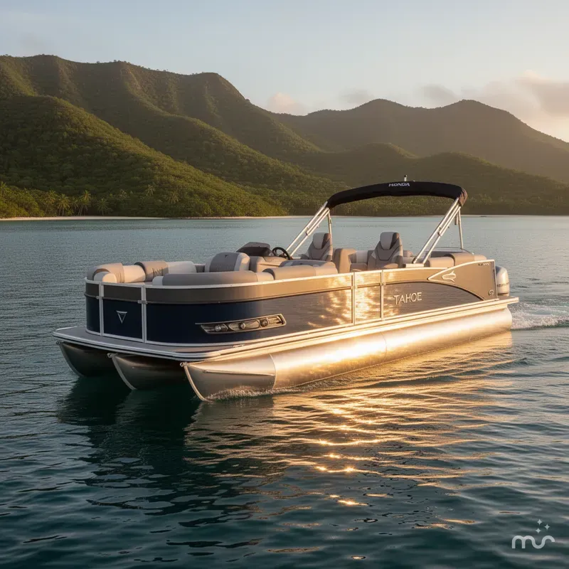 Slide: The Image of Tahoe Cascade 2385 Quad Lounge Tritoon & Honda 4-Stroke EFI 2025 - 1