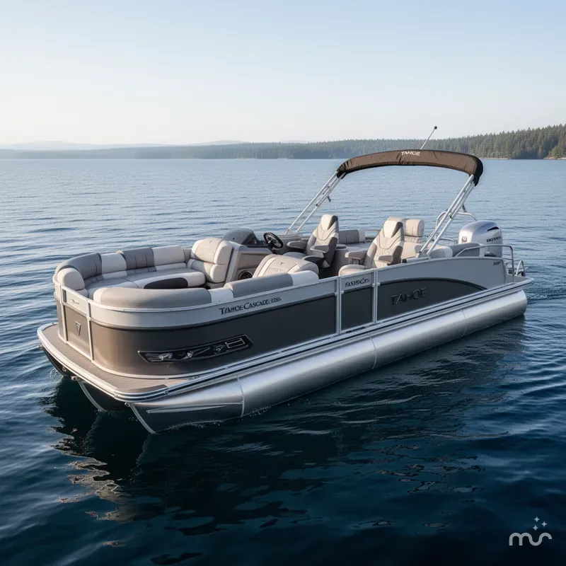 Slide: The Image of Tahoe Cascade 2385 Quad Lounge Shift SS Tritoon & Honda 4-Stroke EFI 2025 - 0