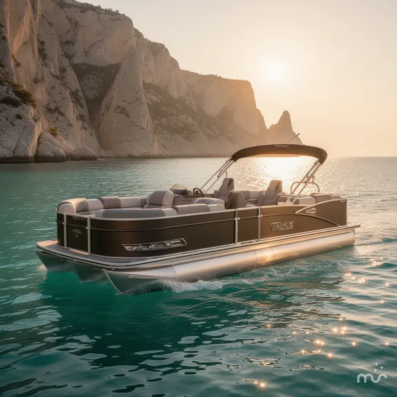 Slide: The Image of Tahoe Cascade 2385 Quad Lounge Tritoon & Honda 4-Stroke EFI 2025 - 1