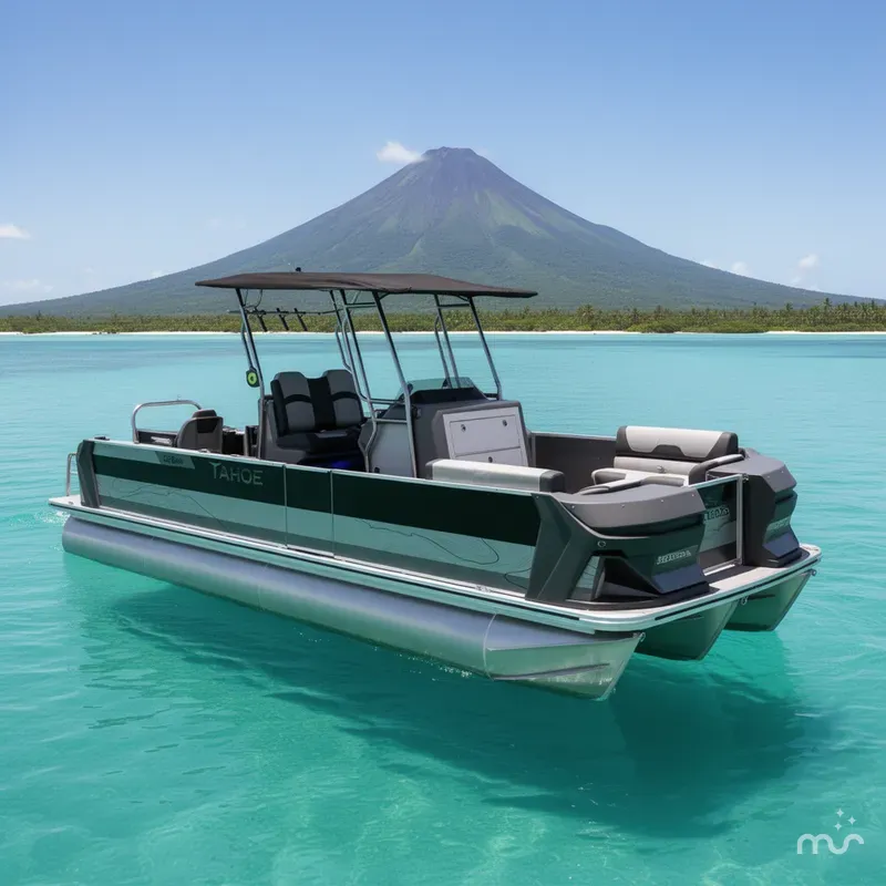 Slide: The Image of Tahoe Geofish CRF 2585 Tritoon & Honda 4-Stroke EFI 2025 - 2