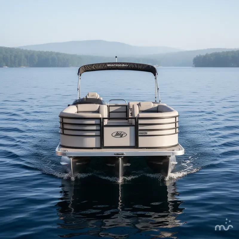 Slide: The Image of Montego Bay TT8524 Quad Lounge 225HP Honda Tritoon Pontoon 2023 - 1