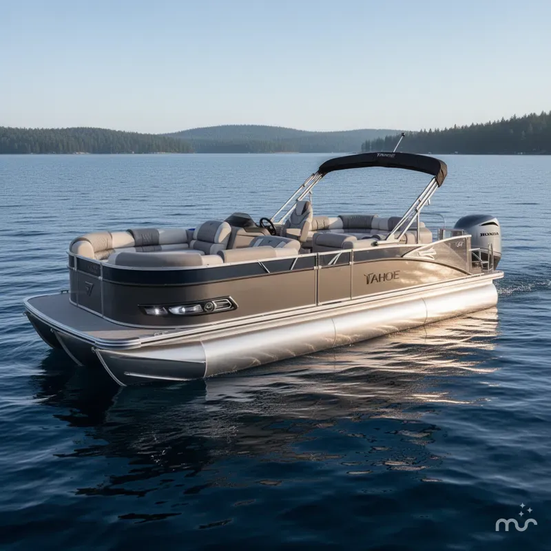 Slide: The Image of Tahoe Cascade 2385 Elite Tritoon & Honda 225HP 4-Stroke EFI 2025 - 2