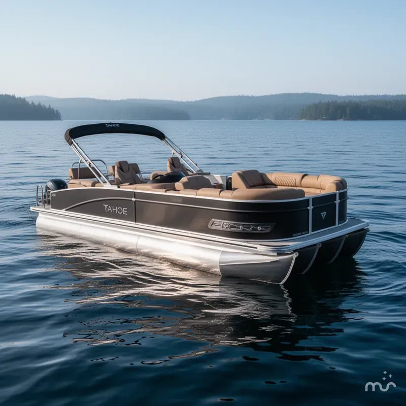 Slide: The Image of Tahoe Cascade 2385 Quad Lounge Shift Tritoon & 225HP 4-Stroke 2025 - 2