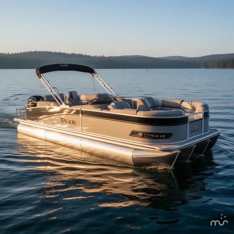 Slide: The Image of Tahoe Cascade 2385 Quad Lounge Shift Tritoon & 225HP 4-Stroke 2025 - 2