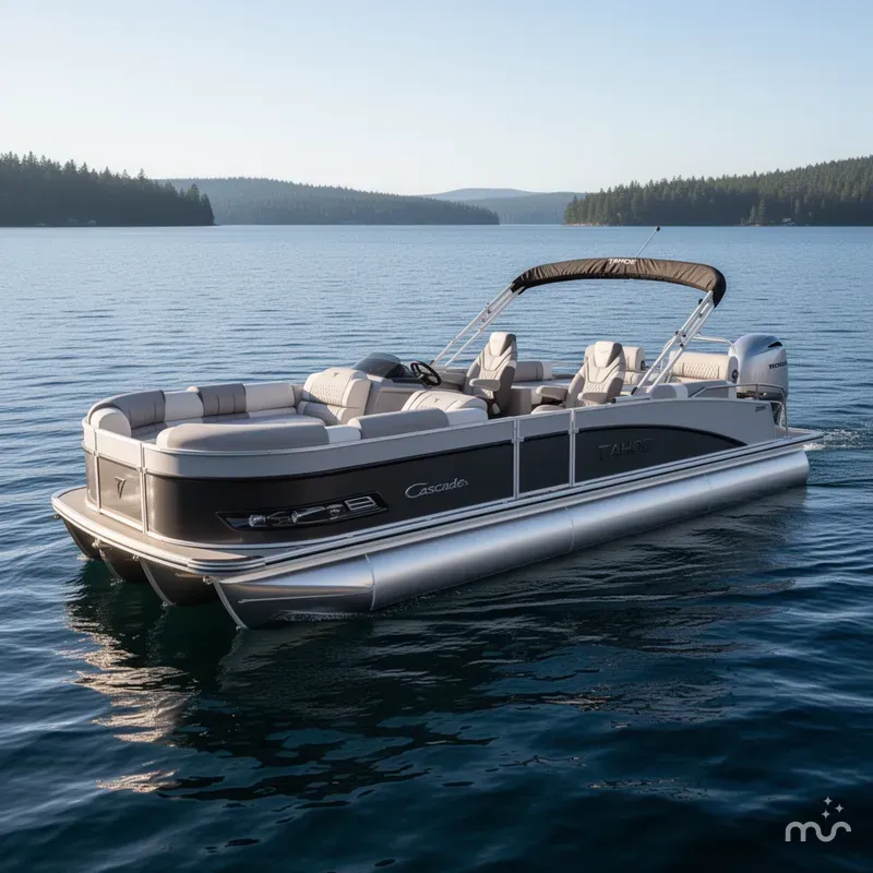 Slide: The Image of Tahoe Cascade 2385 Quad Lounge Shift SS Tritoon & Honda 225HP Outboard 2025 - 0