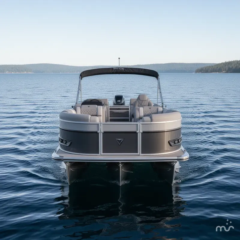 Slide: The Image of Tahoe Cascade 2385 Quad Lounge Shift SS Tritoon & Honda 225HP Outboard 2025 - 1