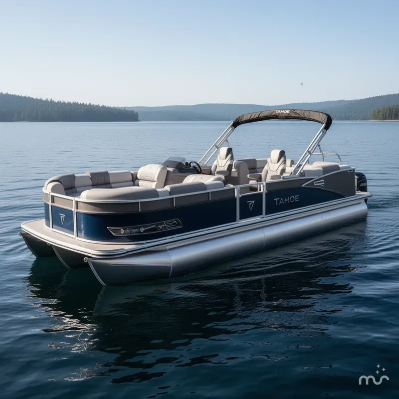 Slide: The Image of Tahoe Cascade 2385 Quad Lounge Tritoon & 225HP 4-Stroke 2025 - 0