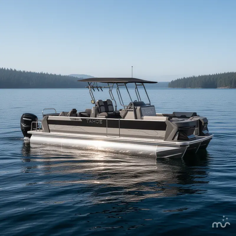 Slide: The Image of Tahoe Geofish CRF 2585 Tritoon & 225HP Outboard 2025 - 2