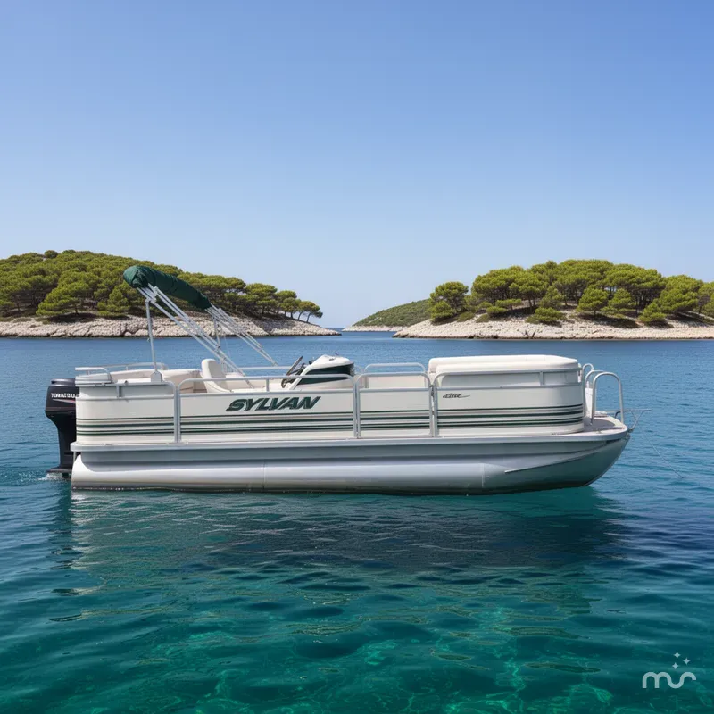 Slide: The Image of Sylvan Elite 820 w/New Tohatsu Engine and Single Axle Trailer Included 1999 - 2