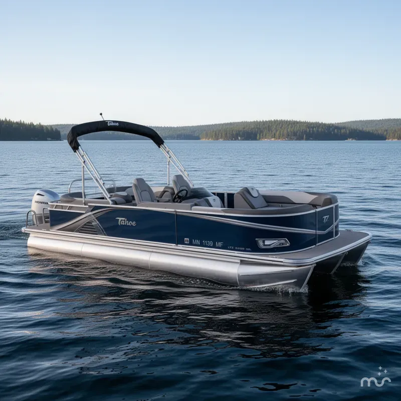 Slide: The Image of Tahoe LTZ 2385 Quad Lounge Tritoon Pontoon & Honda 4-Stroke EFI 2022 - 0