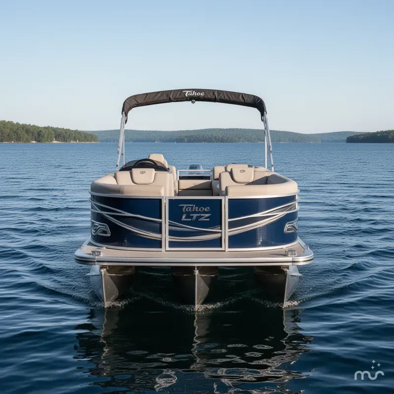 Slide: The Image of Tahoe LTZ 2385 Quad Lounge Tritoon Pontoon & Honda 4-Stroke EFI 2022 - 2