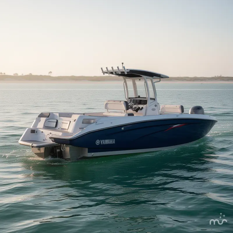 Slide: The Image of Yamaha 255 FSH SPORT E-YACHT BLUE-ALUMINUM 2025 - 0