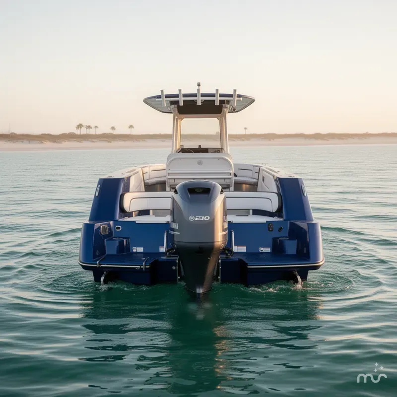 Slide: The Image of Yamaha 255 FSH SPORT E-YACHT BLUE-ALUMINUM 2025 - 3