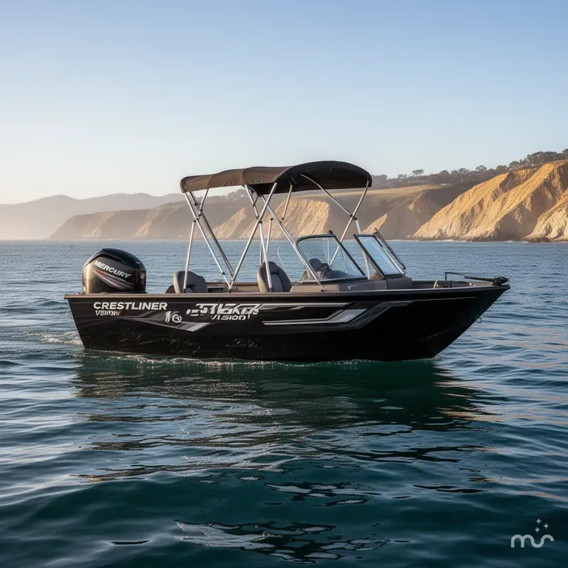 Slide: The Image of Crestliner 1700 Vision w/ 115HP Mercury! 2018 - 0