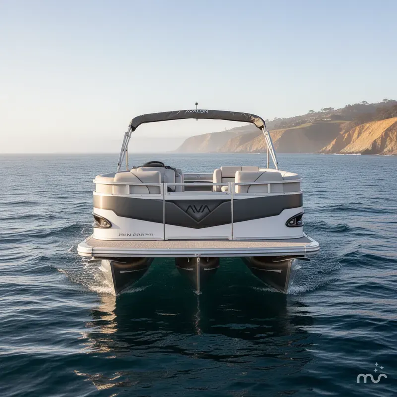 Slide: The Image of Avalon 23' Venture Platinum Quad lounge w/ 115HP Mercury! 2026 - 2