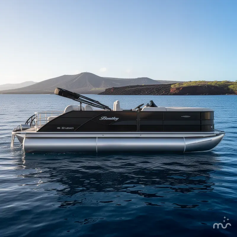 Slide: The Image of Bentley Pontoons Legacy 223 Quad Swing Back 3/4 Tritoon 2026 - 4