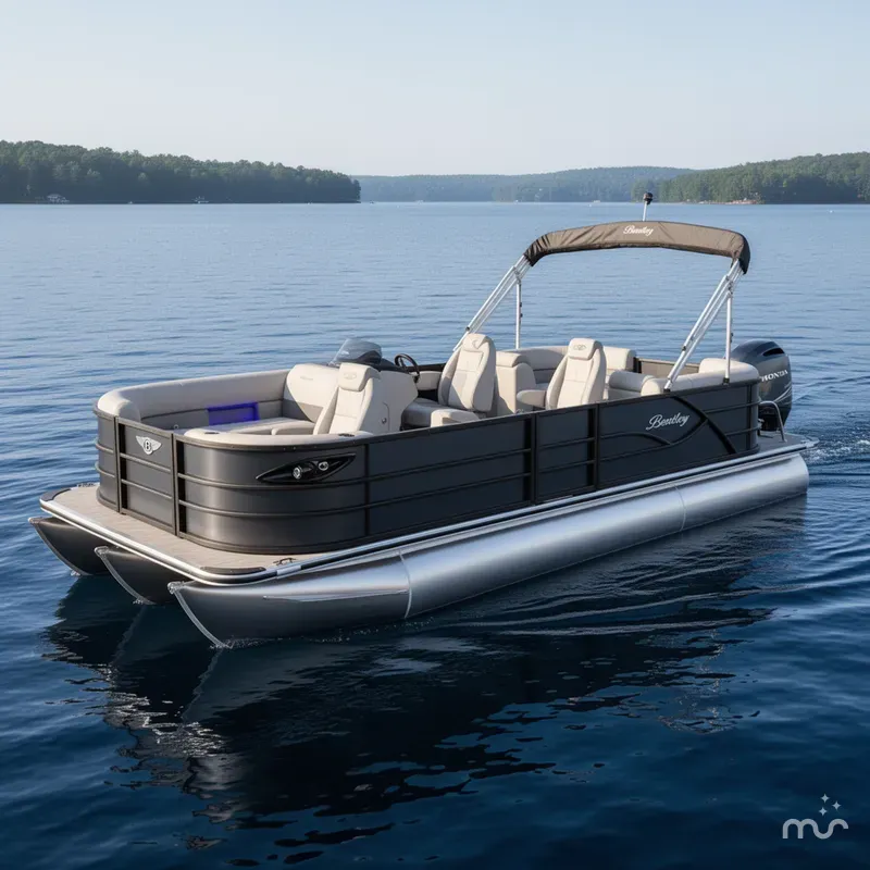 Slide: The Image of Bentley Pontoons Legacy 223 Navigator DL Quad Lounge Tritoon & Honda 4-Stroke EFI 2026 - 0