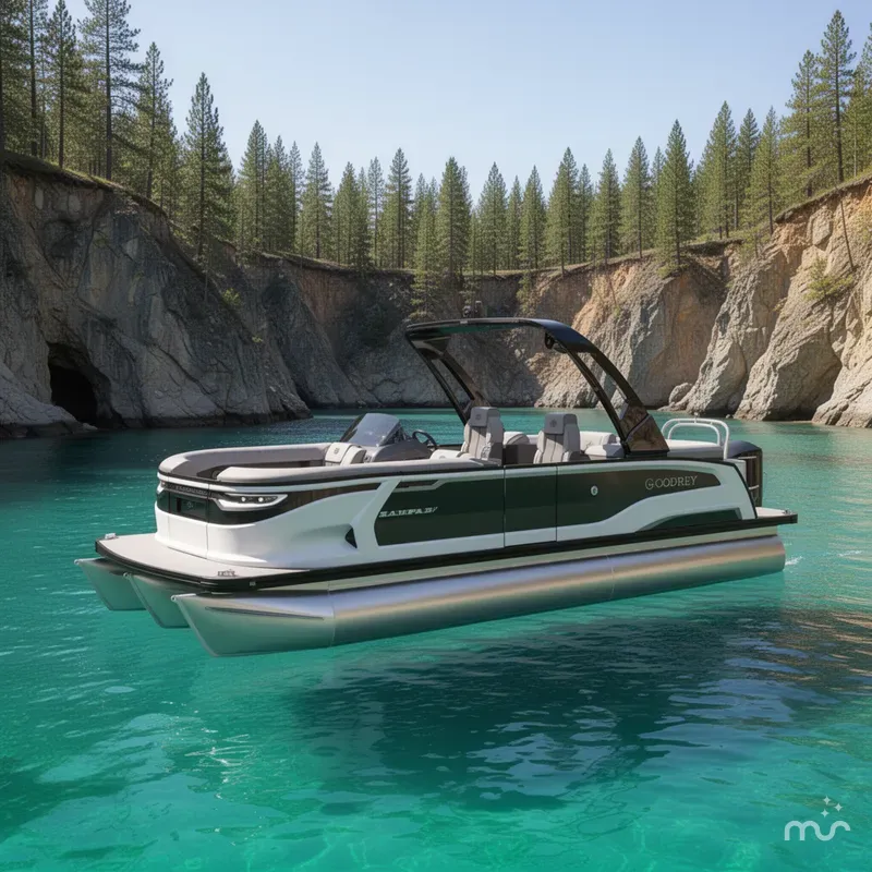 Slide: The Image of Godfrey Sanpan 27' Twin Split Bench Windshield Tritoon - 2700 SBW TWIN 2026 - 2