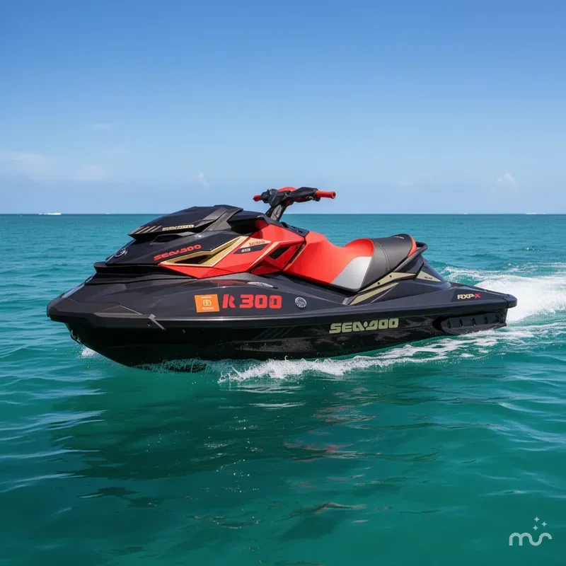 Slide: The Image of Sea-Doo RXP-X 300 Black And Lava Red 2019 - 2