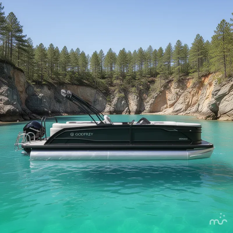 Slide: The Image of Godfrey Monaco 23' Split Bench Tritoon - 235 SBC 2026 - 2