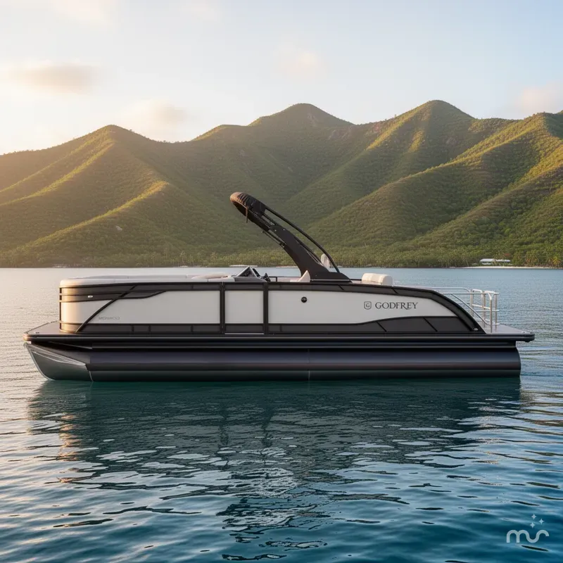 Slide: The Image of Godfrey Monaco 25' Single Flip Lounge Tritoon - 255 SFLC 2026 - 2