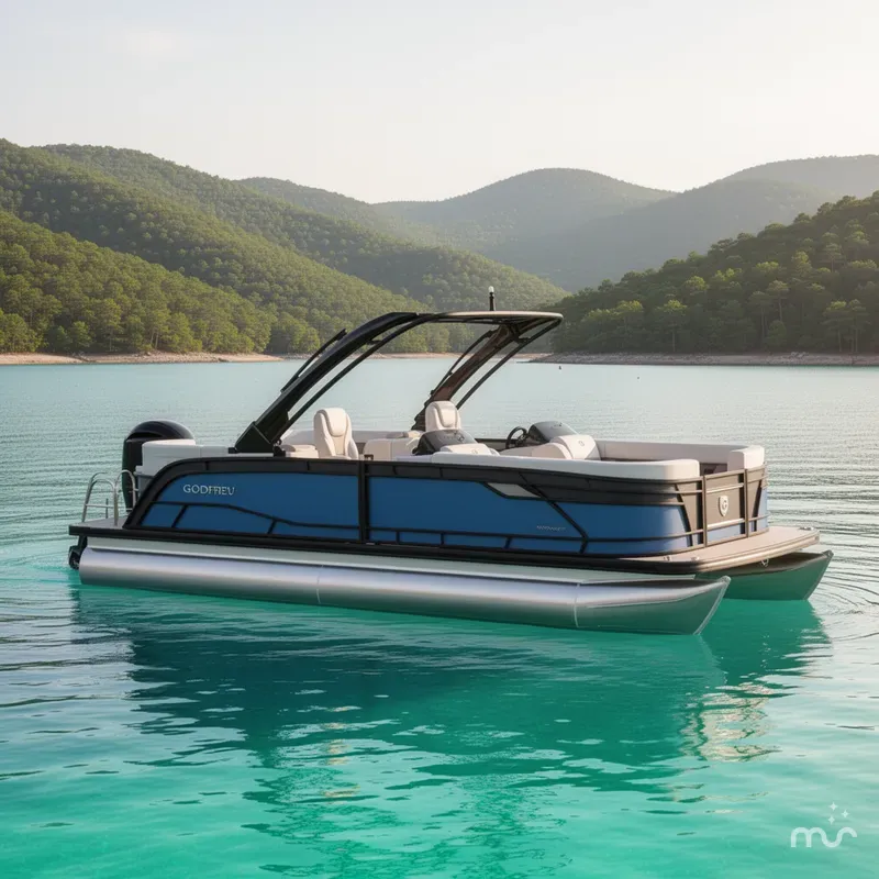 Slide: The Image of Godfrey Monaco 25' Mid-Table Flip Lounge Tritoon - 255 MTF 2026 - 2