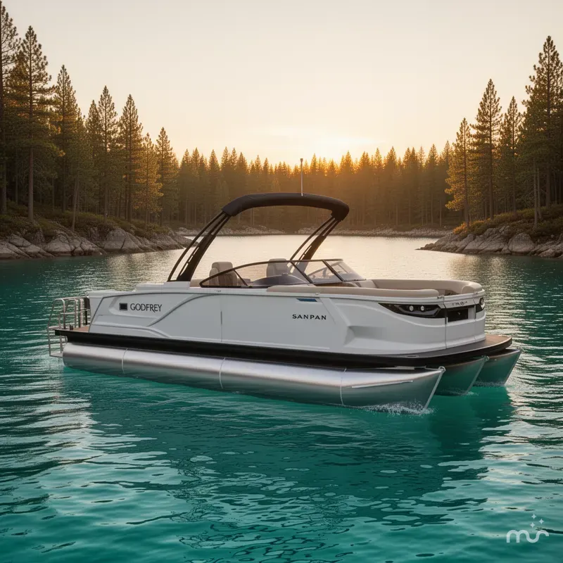 The Image of Godfrey Sanpan 25' Single Flip Lounge Windshield Tritoon - 2500 SFLW 2027 - 0