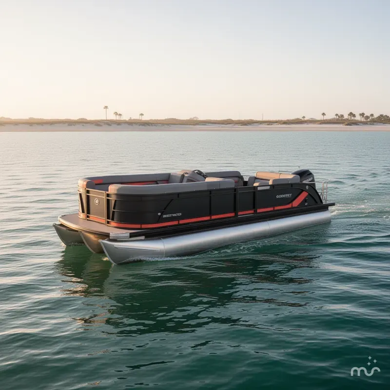 Slide: The Image of Godfrey Sweetwater 22' Split Bench Tritoon - 2286 SBC 2026 - 1