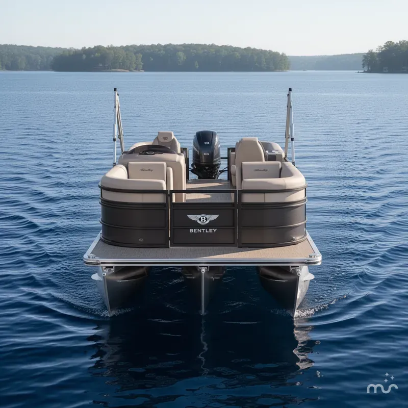 Slide: The Image of Bentley Pontoons Legacy 223 Navigator DL Quad Lounge Tritoon & Honda 4-Stroke EFI 2026 - 2