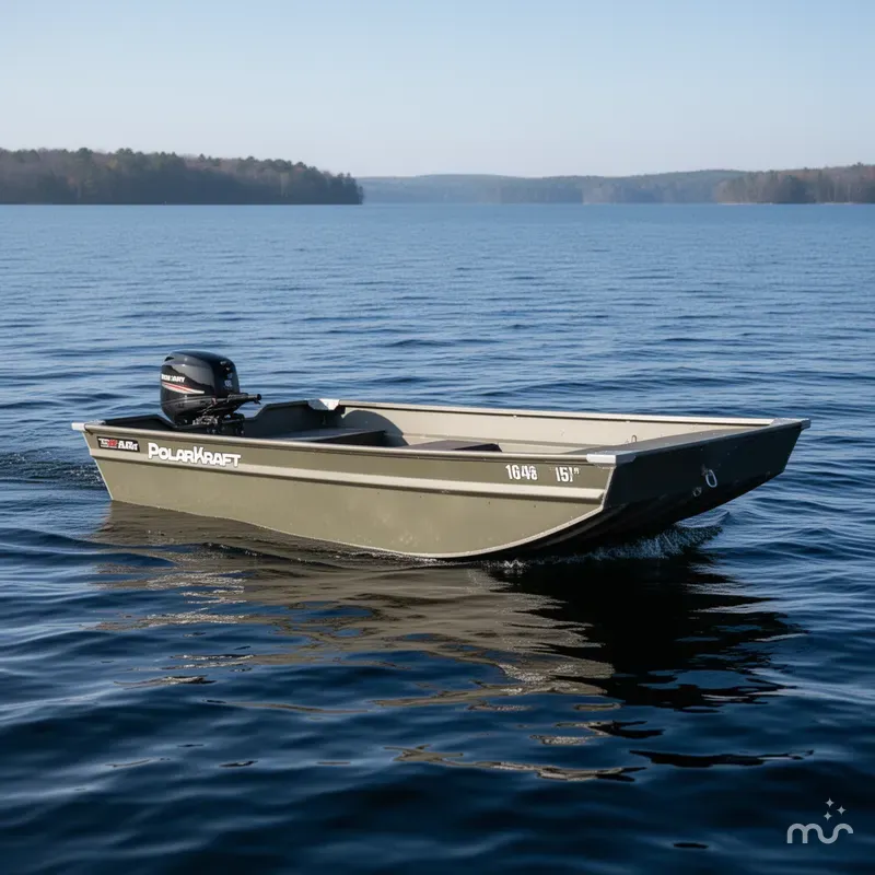 Slide: The Image of Polar Kraft 1648 Jon Boat, 15" transom with Trailer 2024 - 1