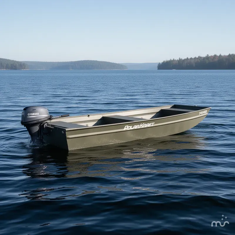 Slide: The Image of Polar Kraft 1448 Jon Boat, 15" transom w/ Trailer & Yamaha 20 hp 2024 - 0