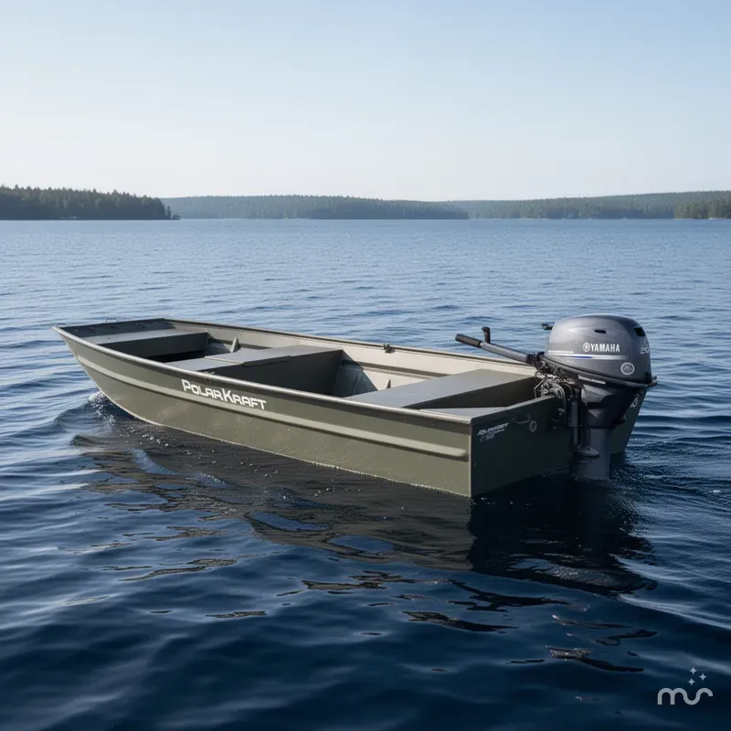 Slide: The Image of Polar Kraft MV 1648 Jon Boat, 20" transom w/ Trailer & Yamaha 20 hp 2024 - 1