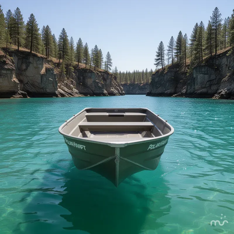 Slide: The Image of Polar Kraft 1436 Jon Boat, 14' long, 36" bottom, 15" transom w/ trailer 2024 - 1