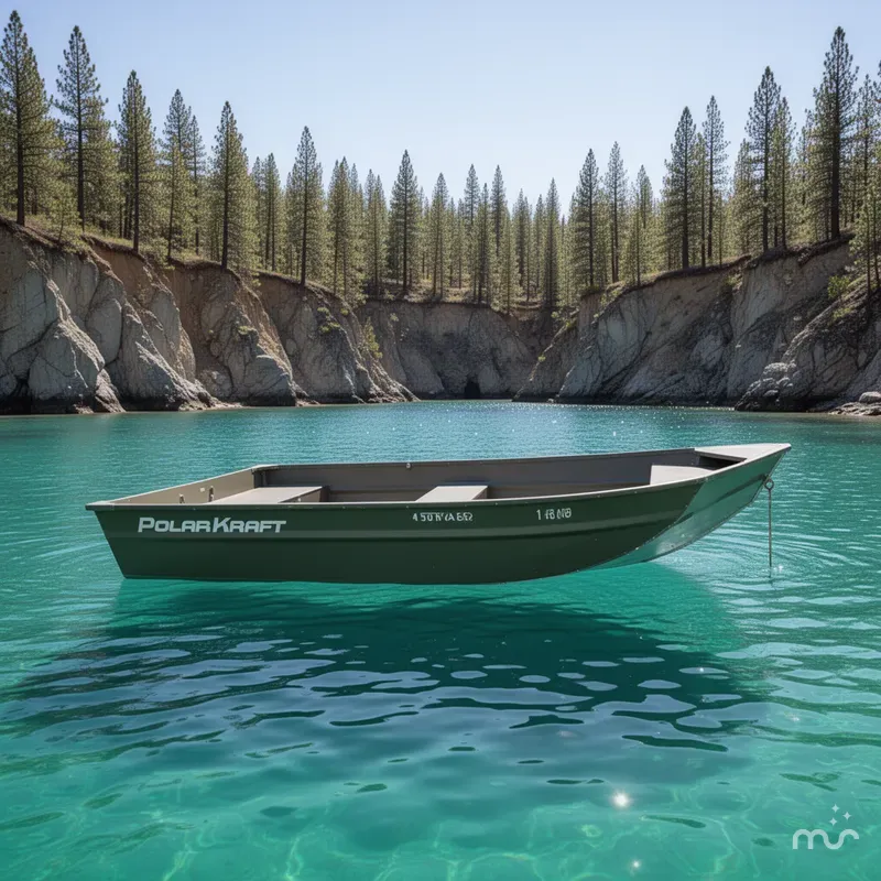 Slide: The Image of Polar Kraft 1436 Jon Boat, 14' long, 36" bottom, 15" transom w/ trailer 2024 - 2