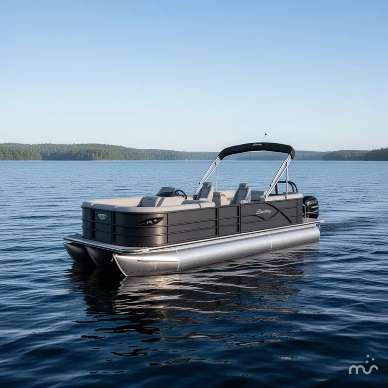 Slide: The Image of Bentley Pontoons Legacy 220 Navigator Quad Lounge & Honda 4-Stroke EFI 2026 - 2