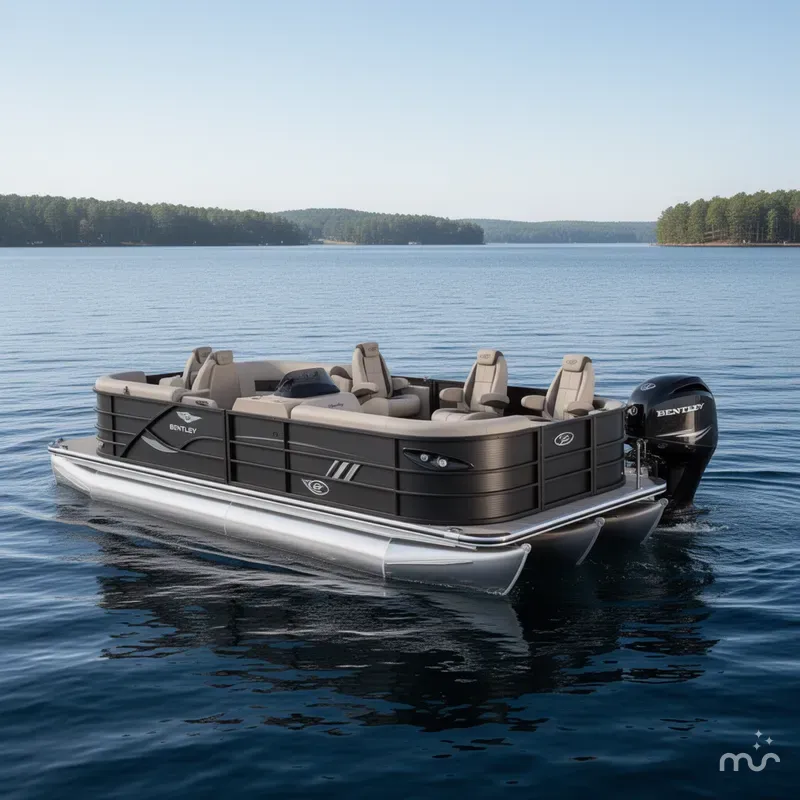 Slide: The Image of Bentley Pontoons Legacy 200HP Navigator DL 223 Quad Lounge Tritoon & Honda 4-Stroke EFI 2026 - 1