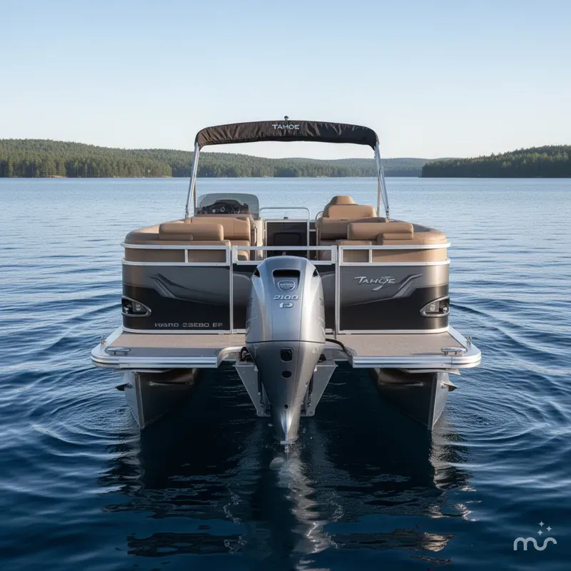 Slide: The Image of Tahoe Sport 23E80 Fish & Cruise Pontoon & Honda 4-Stroke EFI 2026 - 2