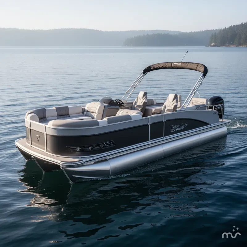 Slide: The Image of Tahoe Cascade 200HP QLS 2385 Quad Lounge Shift Tritoon 2025 - 0