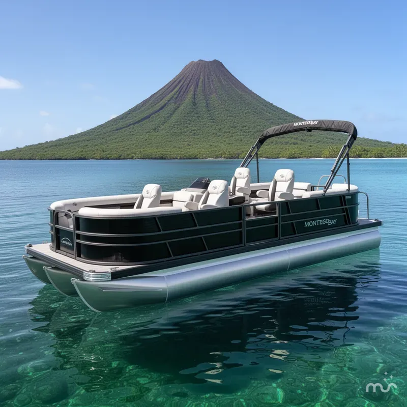 Slide: The Image of Montego Bay 8522 DL Quad Lounge Tritoon & Honda 4-Stroke EFI 2026 - 2