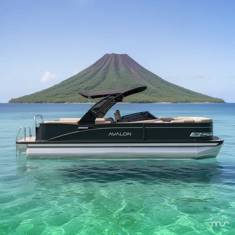 Slide: The Image of Avalon Catalina 25' Quad Lounge Windshield Triple-Toon 2026 - 2