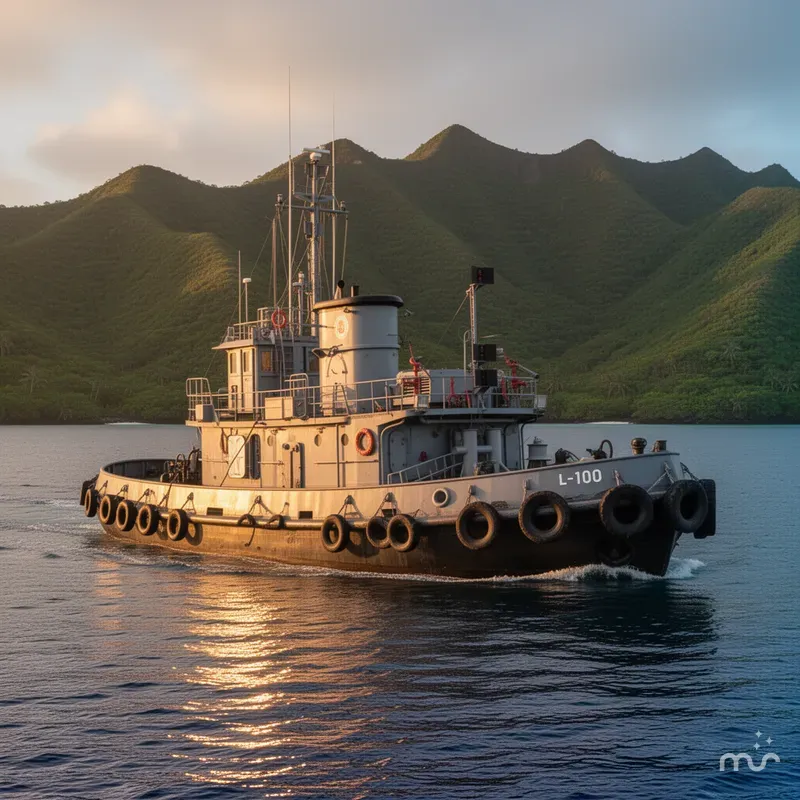 Slide: The Image of Tugboat L-T 100 Steel Army Tug 1955 - 2