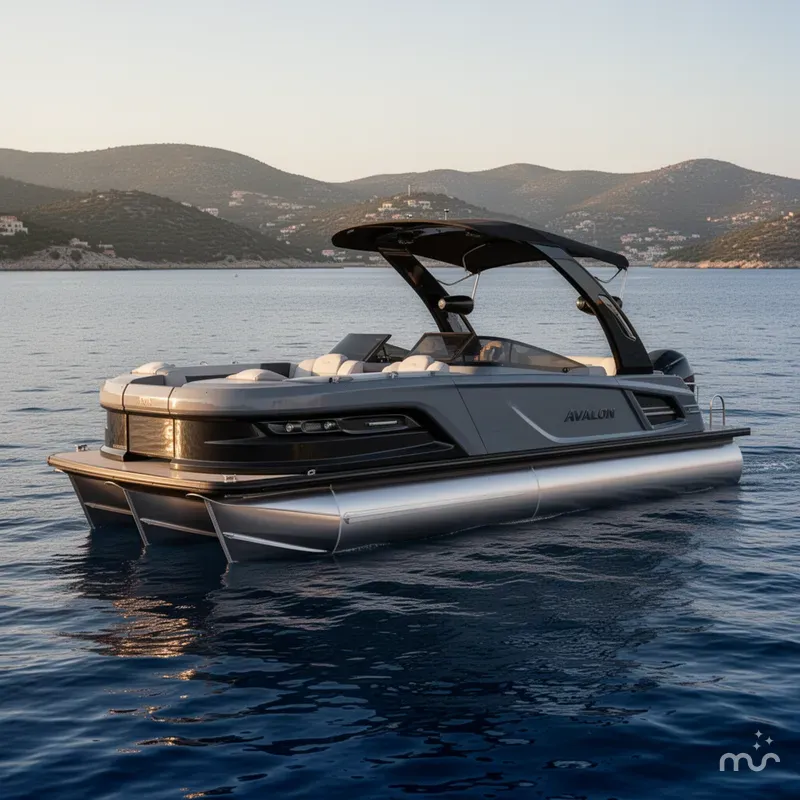Slide: The Image of Avalon 2585 Excalibur Windshield Quad lounger, Tri Toon, High Performance, Mercury 400hp V-10 2026 - 2