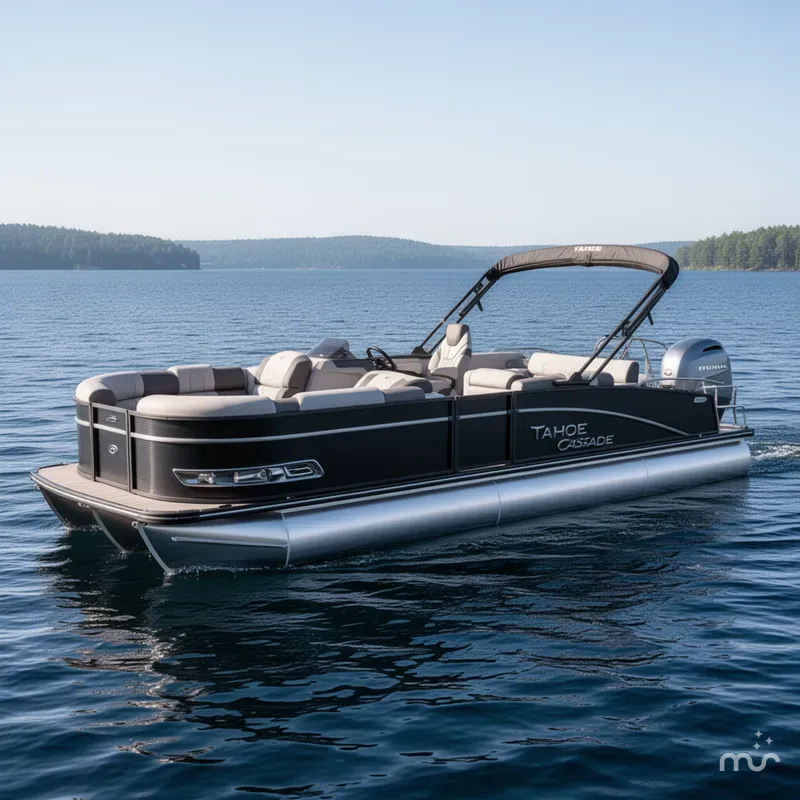 Slide: The Image of Tahoe Cascade 2385 Swingback (VRB) Tritoon & Honda 4-Stroke EFI 2026 - 0