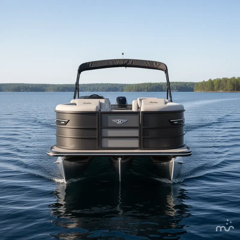 Slide: The Image of Bentley Pontoons Elite 200HP 223 Swingback Tritoon 2026 - 1