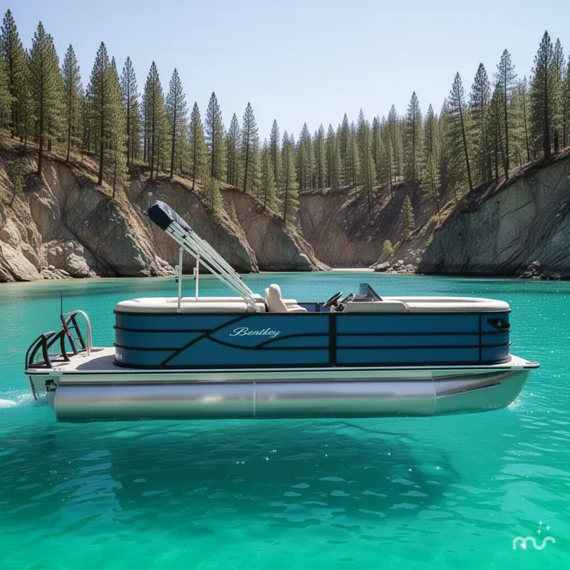 Slide: The Image of Bentley Pontoons Legacy 220 Navigator Quad Lounge & Honda 4-Stroke EFI 2026 - 2